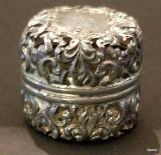 Webster Co.  Antique Sterling Silver Repousse Thimble Case Chatelaine Mini Box
