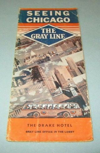 1939 Seeing Chicago The Gray Line Motor Tour Brochure Great Pictorial City Map
