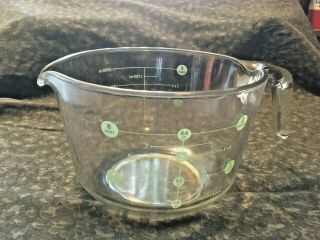 Martha Stewart Measuring Cup Batter Bowl With Handle Clear Glass Green Lettering