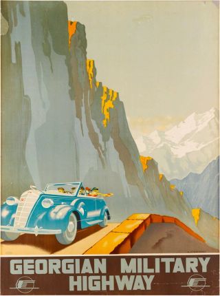 Georgian Military Highway Russia Vintage Russian Travel Advertisement Poster