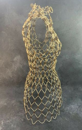 Vintage Wire Dress Form Adjustable Snaps With Stand MCM Sewing Seamstress Mesh 4