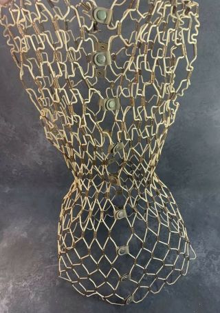 Vintage Wire Dress Form Adjustable Snaps With Stand MCM Sewing Seamstress Mesh 5