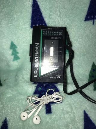 Vintage Sony Walkman Wm - F12 Am/fm Stereo Cassette With Iphone Headphones