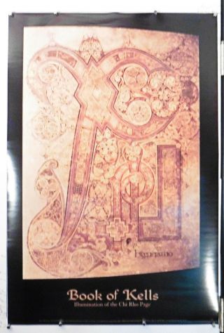 Book Of Kells Illumination Of The Chi Rho Page Poster 25 " X 35.  50 " Nos (b612)