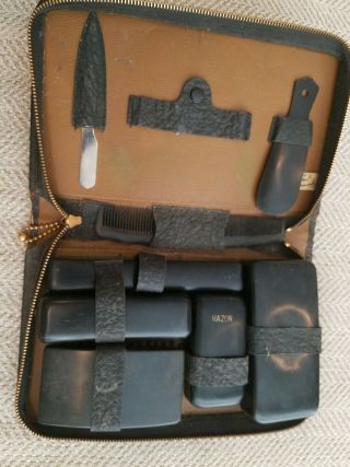 Vintage Men’s Leather Travel Vanity Grooming Kit/toiletry Case Cow Hide Colgate