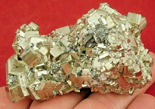 Dozens Of 100 Natural Pyrite Crystal Cubes In A Cluster From Peru 249gr E