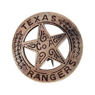 Brass Texas Ranger Badge With Peso Back