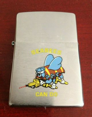Vintage 1998 Seabees Can Do Zippo Lighter Shell Only.  Made In Usa