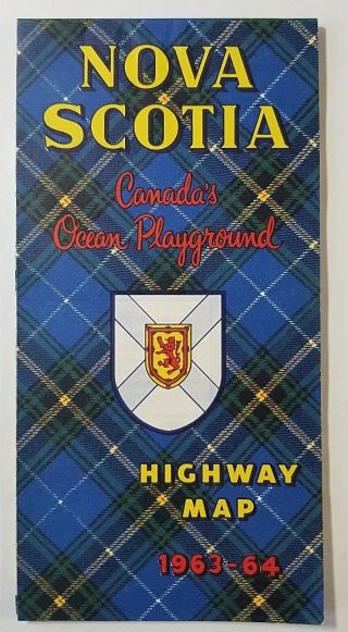 Vintage Nova Scotia Fold Out Highway Map Canada 1963 1964 Travel