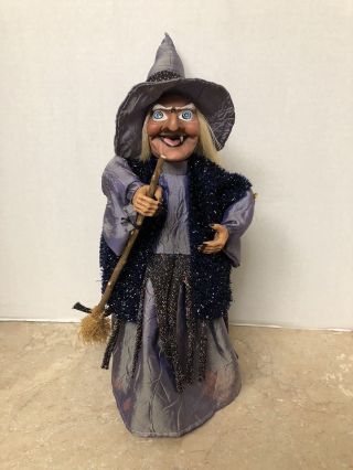 Spooky Ghoulish Halloween Animated Witch With Light Up Eyes & She Moves Forward