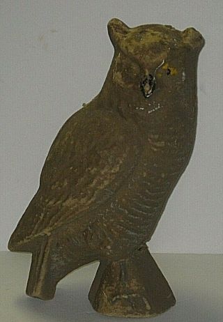 Antique Vintage Paper Mache Great Horned Owl Decoy Halloween Decor Unsigned Old