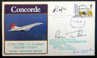 Gb 1980 Concorde Delivery Flight Signed By Both Capt 