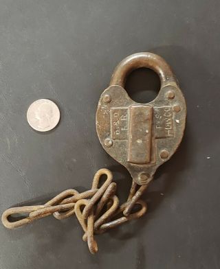 Antique B&o Railroad Brass Lock & Key F & S Hardware Co.  Heart Shaped Obsolete