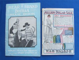 Antique Fashion Ephemera Ladies Wear Bear Brand And 1916 W & H Walker Catalogs