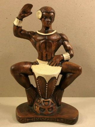 Treasure Craft 1958 Native Hawaiian Bongo Drum Player Ceramic Figurine Signed