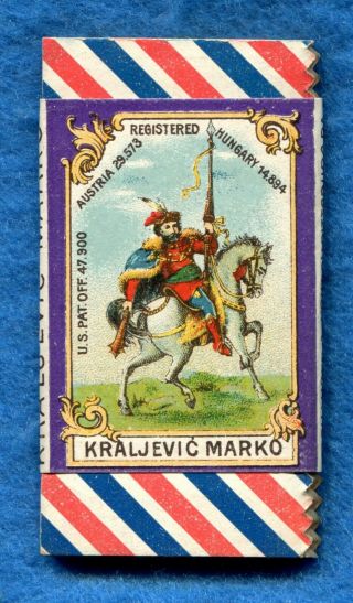 Rare Antique Tobacco Cigarette Rolling Papers Kraljevic Marko Color Lithograph