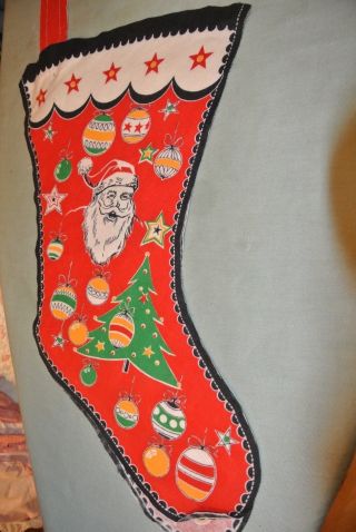 Vintage Flannel Christmas Stocking Santa Merry Christmas - To Sew