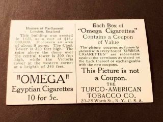 1910 T120 Omega Cigarettes WORLD VIEWS Big Ben,  Parliament London,  England 5 2