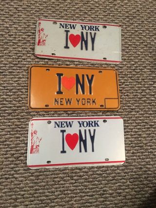 Set Of 3 Total Vintage York State Vanity License Plates I 3 Ny