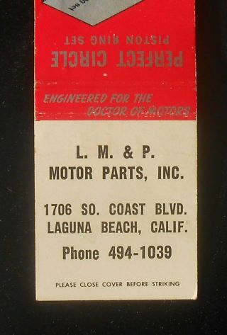 1960s Perfect Circle Piston Rings L.  M.  & P.  Motor Parts Coast Laguna Beach Ca