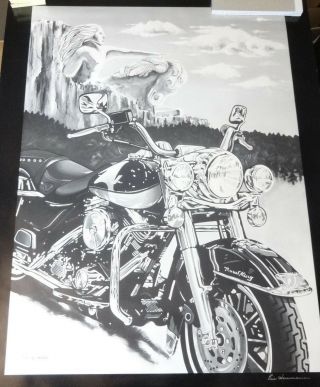 Harley Davidson Road King Sturgis Motorcycle Poster By Eric Herrmann (signed)