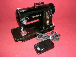 1955 Singer 301A SHORT BED Slant Sewing Machine w/Pedal/Button/Att 3