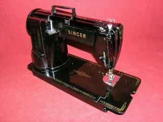 1955 Singer 301A SHORT BED Slant Sewing Machine w/Pedal/Button/Att 8