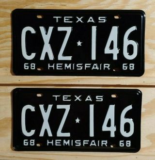 1968 Texas " Hemisfair " License Plate Pair (cond) Use On Car Or Truck 46