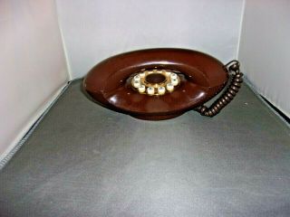 Vintage Atc Genie Mid Century Art Deco Touch Tone Brown Telephone