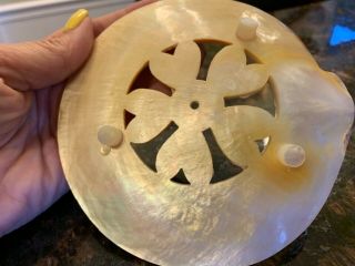 VINTAGE Natural Mother of Pearl Oyster Seashell HAND CARVED RING Bowl Shell 4