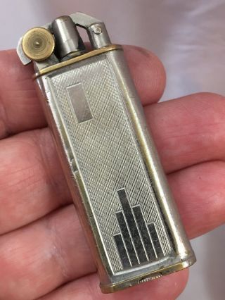 Vintage Lift Arm Pocket Lighter With Art Deco Design - Made In England