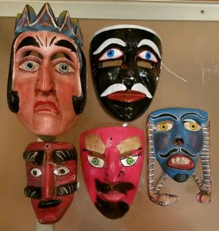 5 Masks From Mexico And Guatemala Mexican Masks Folk Art