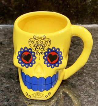Yellow Day Of The Dead Dia De Los Muertos Sugar Skull Mug