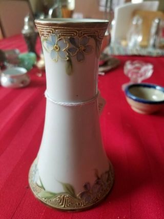 Nippon Hand Painted Hatpin Holder,  Floral Details