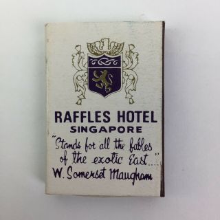 Raffles Hotel Singapore Matchbox Stick Matches Crest W Somerset Maugham Quote 2