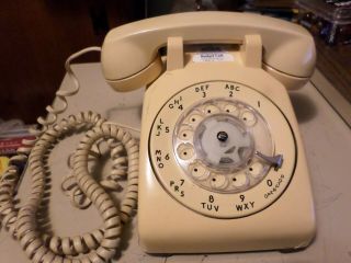 Vintage Rotary Telephone Bell System By Western Electric Rare Yellow Desk Phone