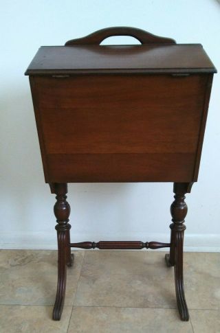 Antique Standing Mahogany Wood Sewing Chest Cabinet York Style Legs