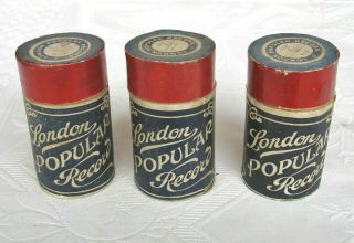 3 X Rare London Popular Phonograph Cylinder Record Boxes