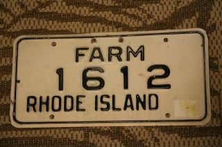 Rhode Island Farm License Plate 1612