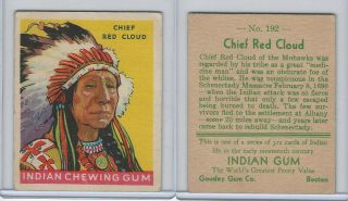 R73 Goudey,  Indian Gum,  Series 312,  1933,  192 Chief Red Cloud