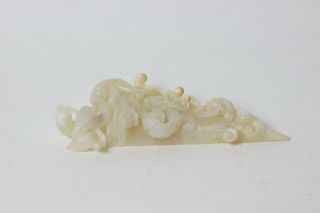 Chinese carved jade sculpture plaque of dragons,  China 4