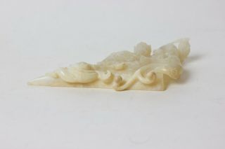 Chinese carved jade sculpture plaque of dragons,  China 5