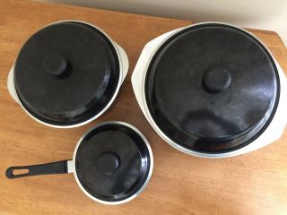 Vintage Club Aluminum Cookware 6 pc Set BLACK Sauce Pan 2 Dutch Ovens and Lids 2