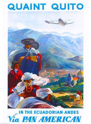 Ecuador Ecuadorian Andes Vintage South America Travel Advertisement Art Poster