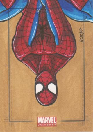 Marvel Universe 2011 - Color Sketch Card By Anderson - Spider - Man