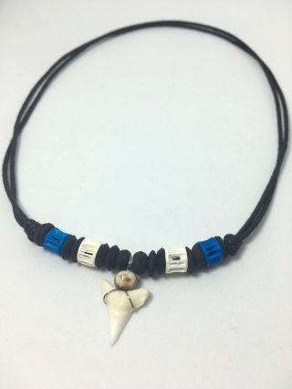 Necklace Men Handmade Real Shark Teeth Pendant Coconut Shell Bead Fish Bone