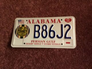 Alabama Car Tag License Plate - Persian Gulf - Desert Shield - Storm Veteran (3,  Years