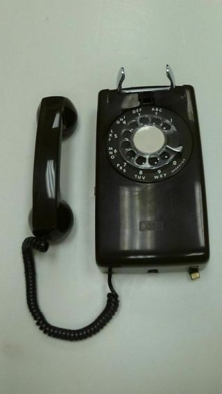 Itt Type 554 Dark Brown Rotary Wall Phone With Box
