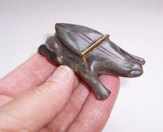 Antique/vintage French Carved Bovine Horn Frog Snuff Box