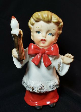 Vintage Christmas Choir Boy Figurines,  Made In Japan,  Bisque Porcelain Ucagco